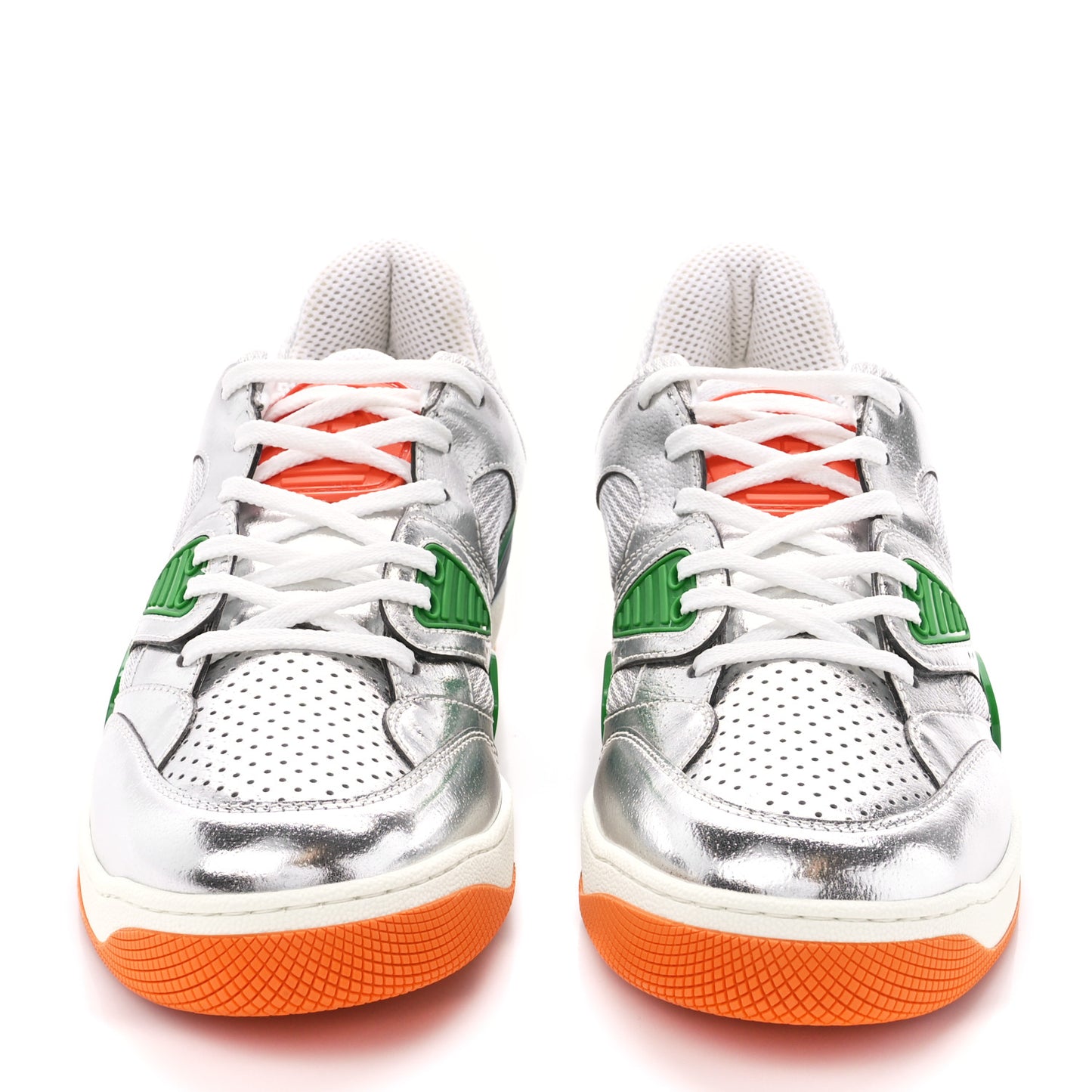 Laminated Textured Dollar Calfskin Mens Good Game Basketball Low Top Sneakers 11 Silver