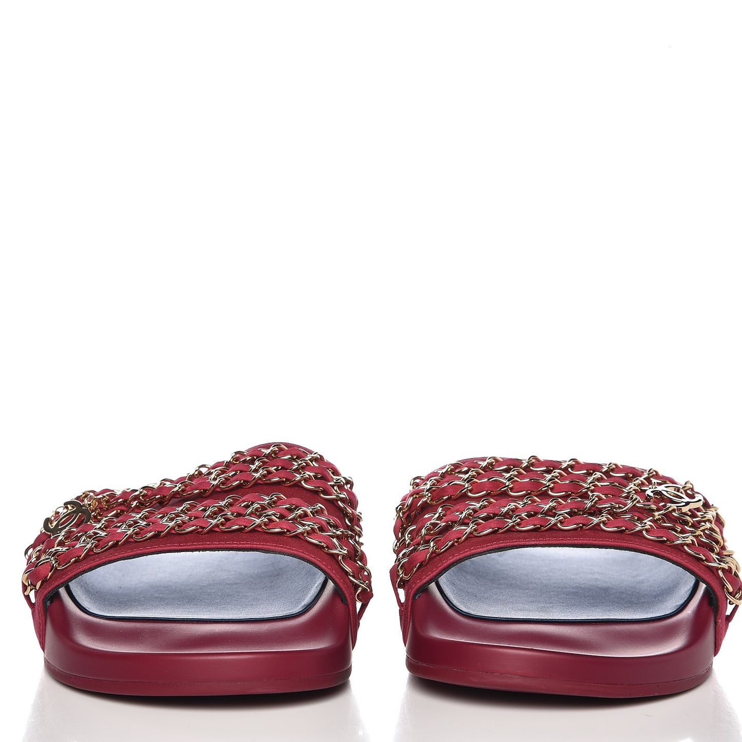 Satin Chain Flat Sandals 41 Dark Fuchsia