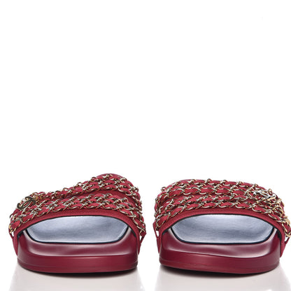 Chanel Satin Chain Flat Sandals 41 Dark Fuchsia 2 of 8