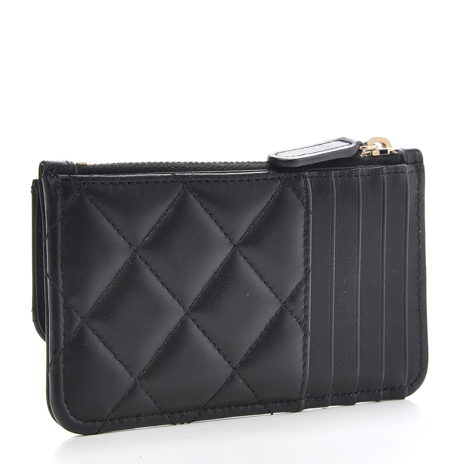 Chanel Lambskin Quilted Flap Zip Card Holder Black 3 of 8