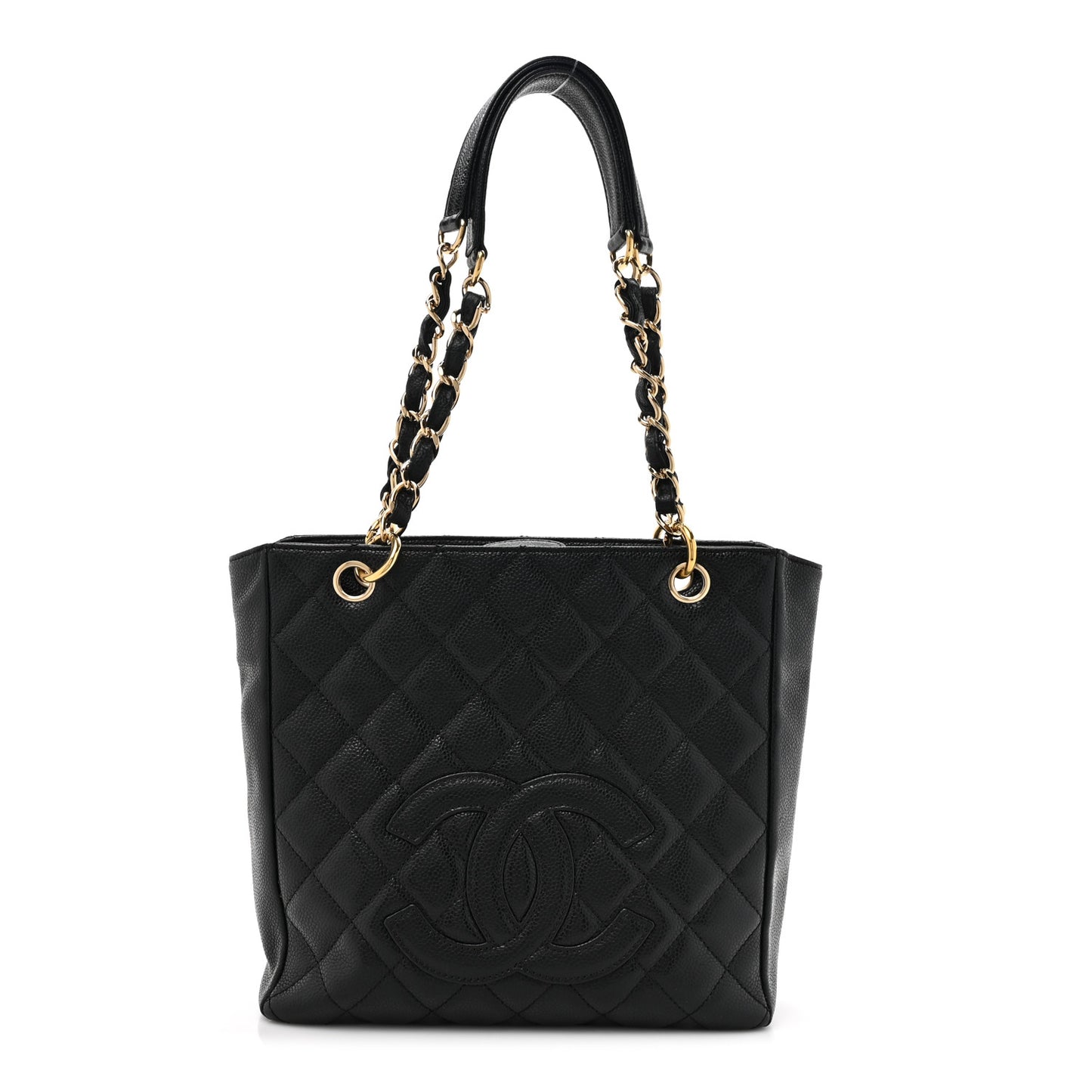 Caviar Quilted Petit Shopping Tote PST Black