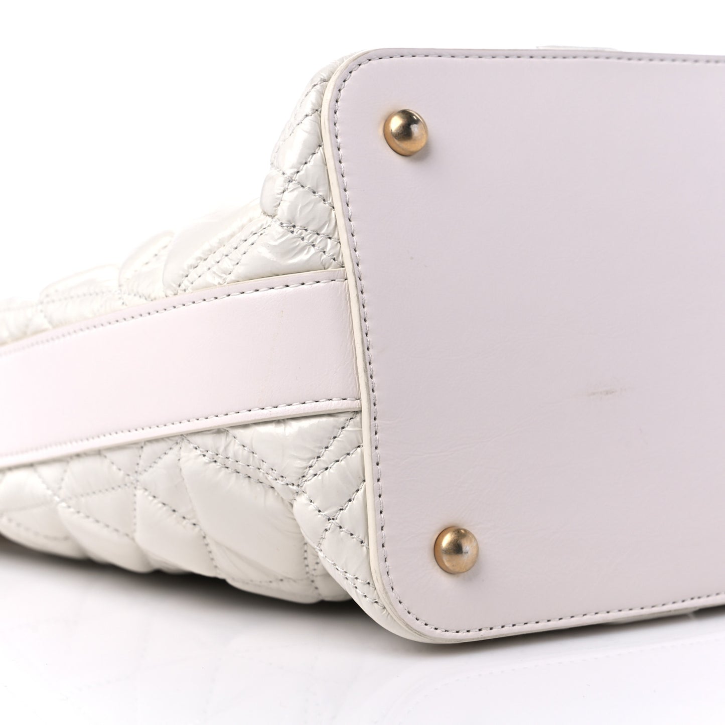 Glazed Calfskin Quilted State Of The Art Hobo White
