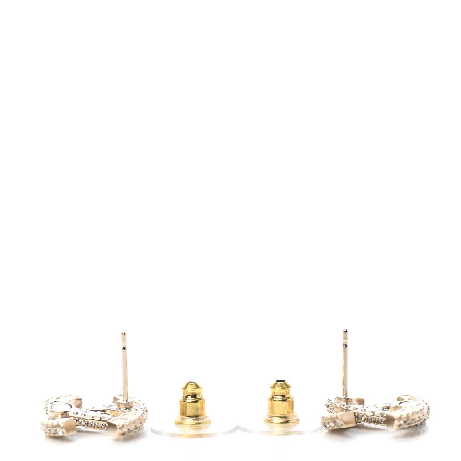 Chanel Crystal Timeless CC Earrings Light Gold 3 of 4