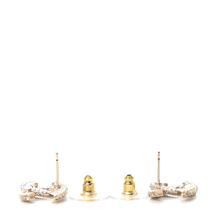 Chanel Crystal Timeless CC Earrings Light Gold 3 of 4