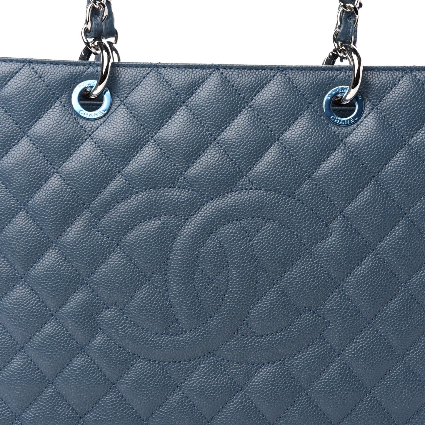Caviar Quilted Grand Shopping Tote GST Blue