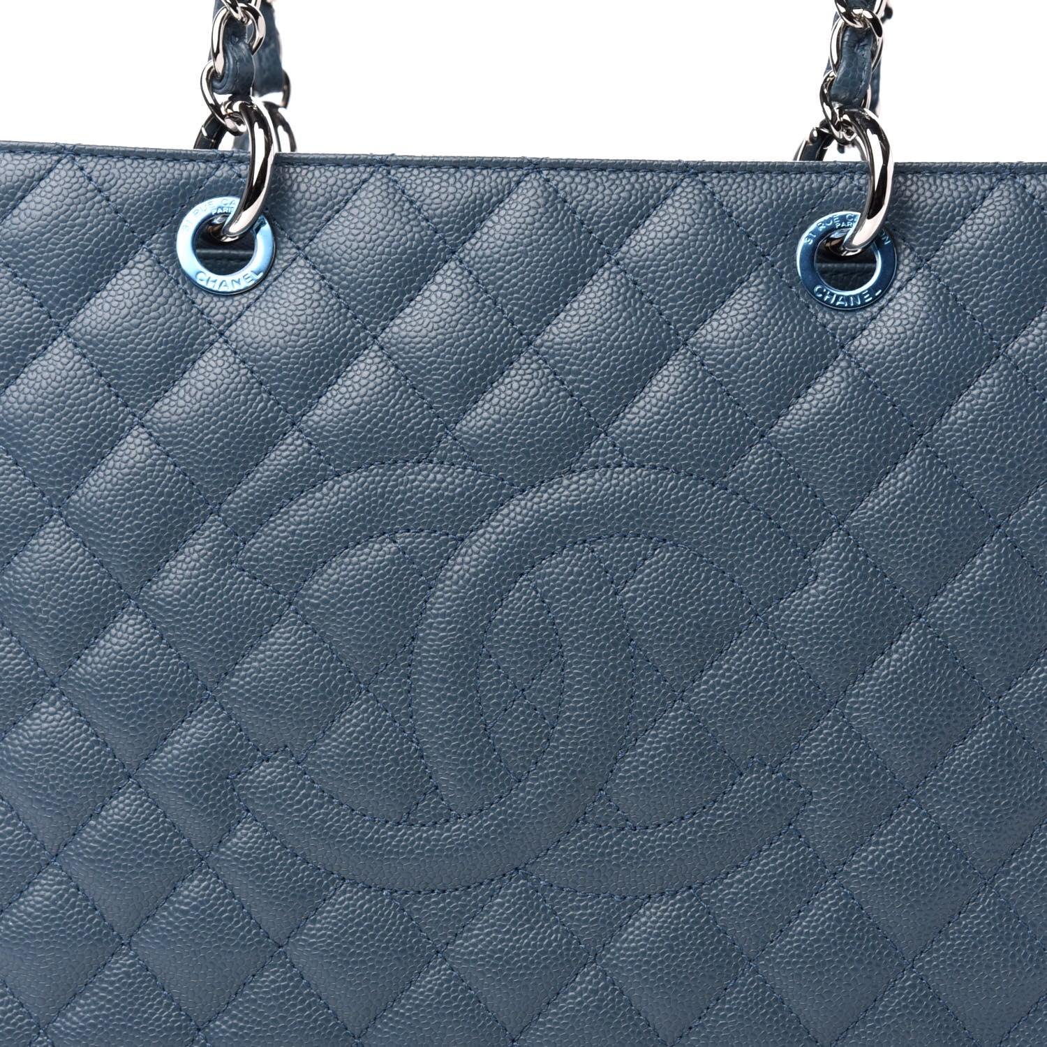 Chanel Caviar Quilted Grand Shopping Tote GST Blue 10 of 11