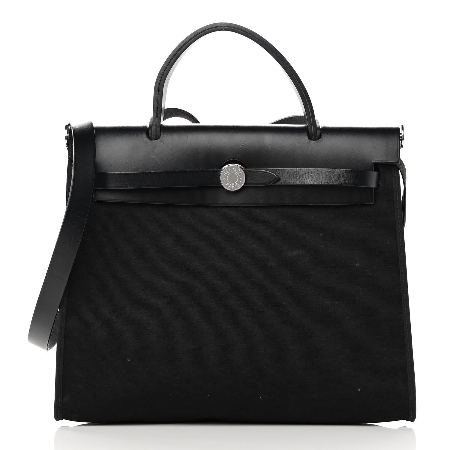 Hermes Military Toile Vache Hunter Herbag Zip 31 PM Black 3 of 17