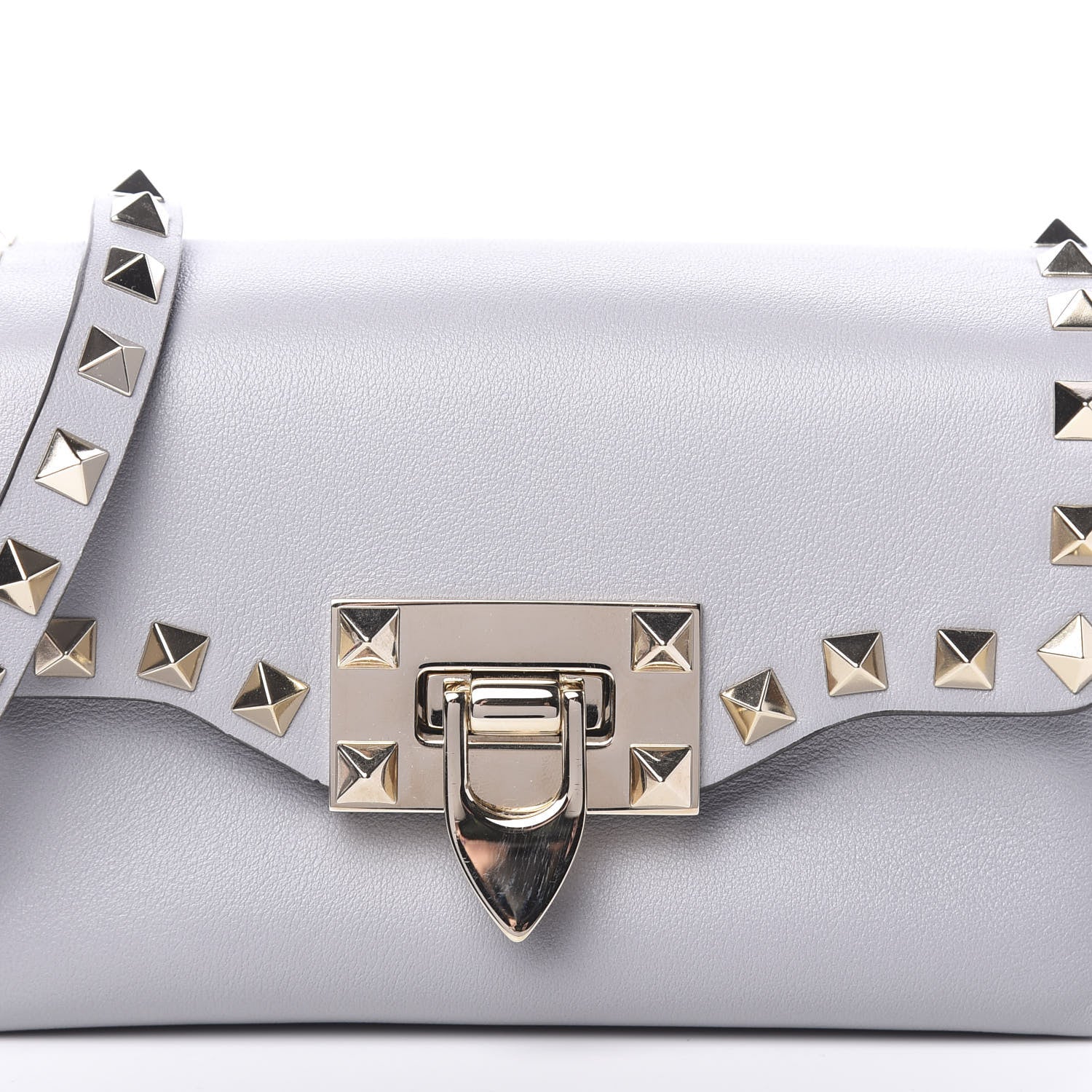 Valentino Garavani Vitello Mini Rockstud Crossbody Bag Pastel Grey 9 of 9