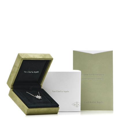 Van Cleef & Arpels 18K White Gold Diamond Small Lotus Pendant Necklace 7 of 7