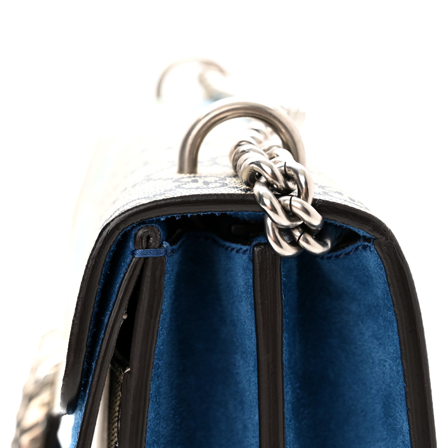 Gucci GG Supreme Monogram Blooms Small Dionysus Shoulder Bag Beige Navy Vintage Blue 12 of 14