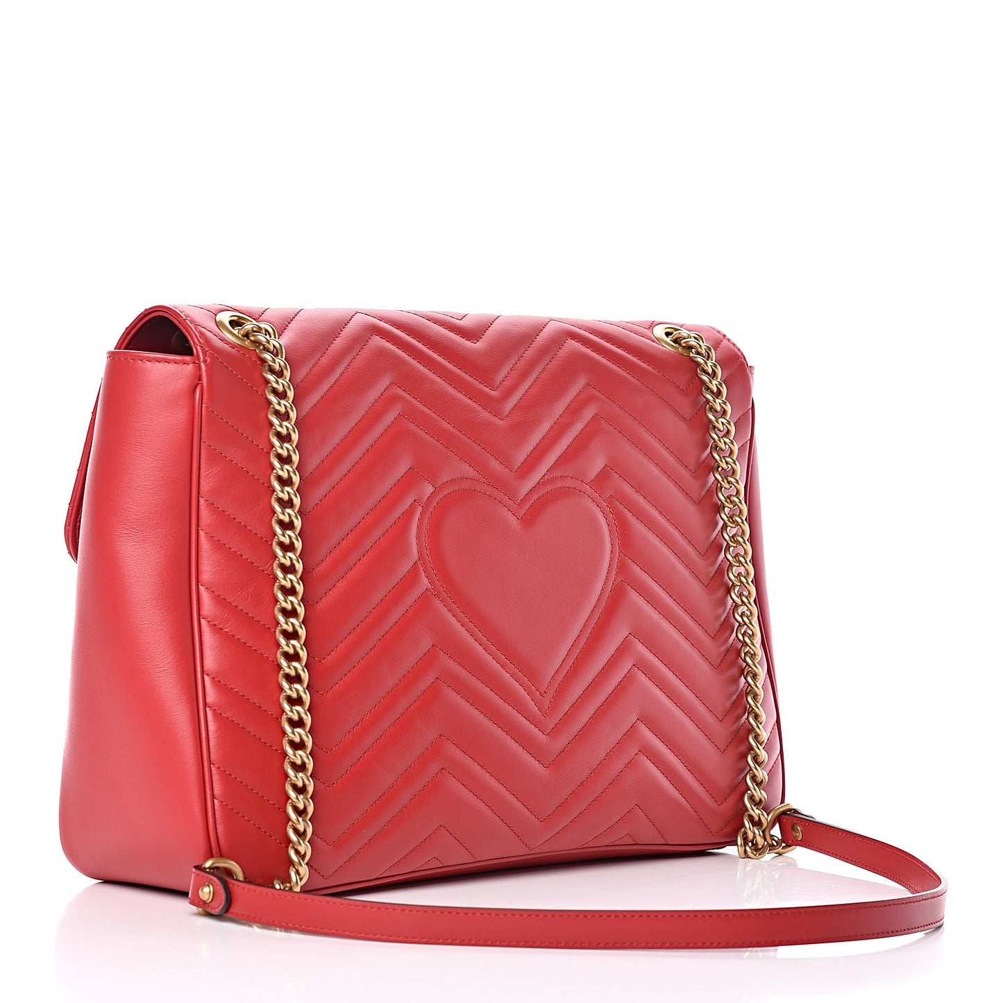 Calfskin Matelasse Large GG Marmont Shoulder Bag Hibiscus Red
