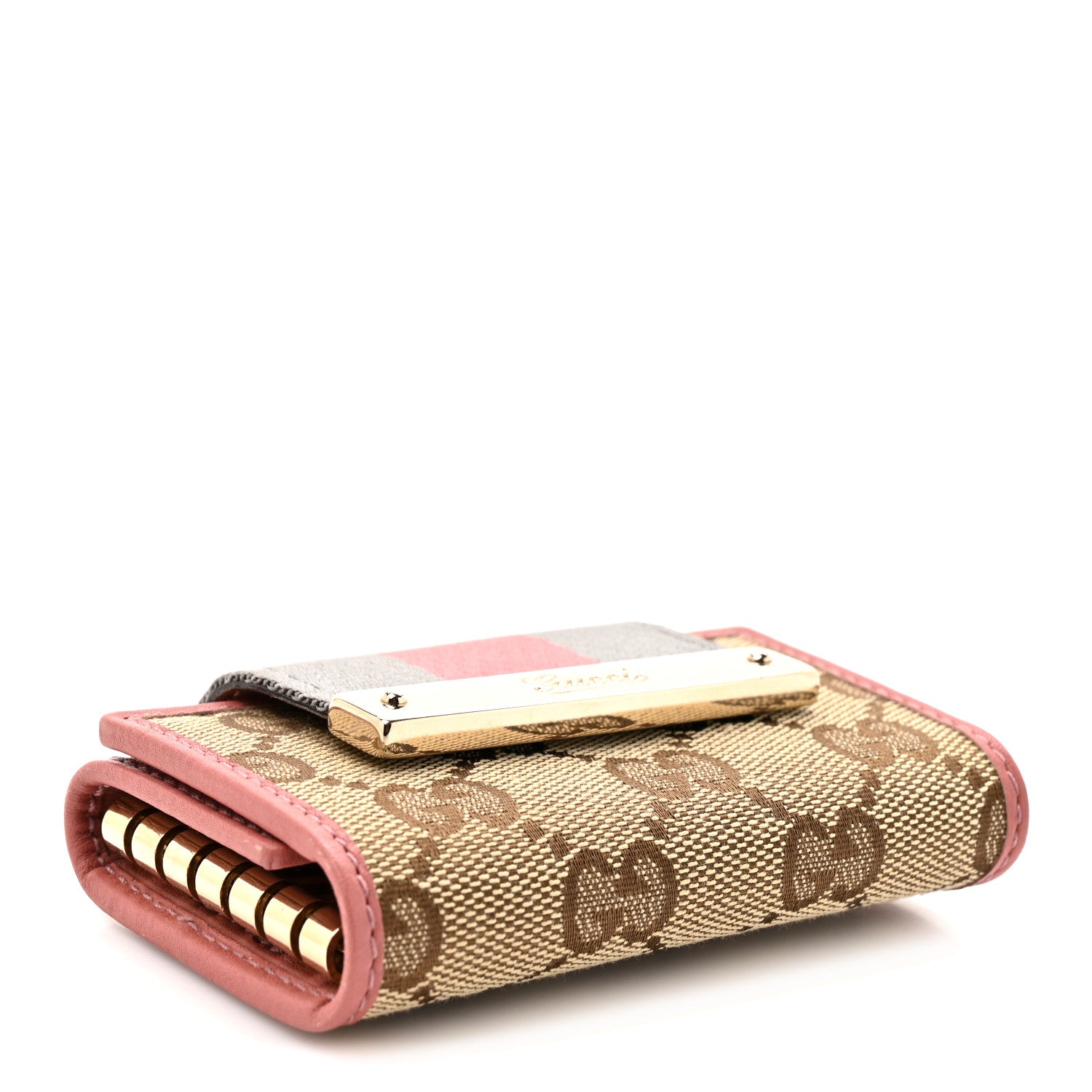 Gucci GG Supreme Monogram Wev 6 Key Holder Case Beige Pink 4 of 9