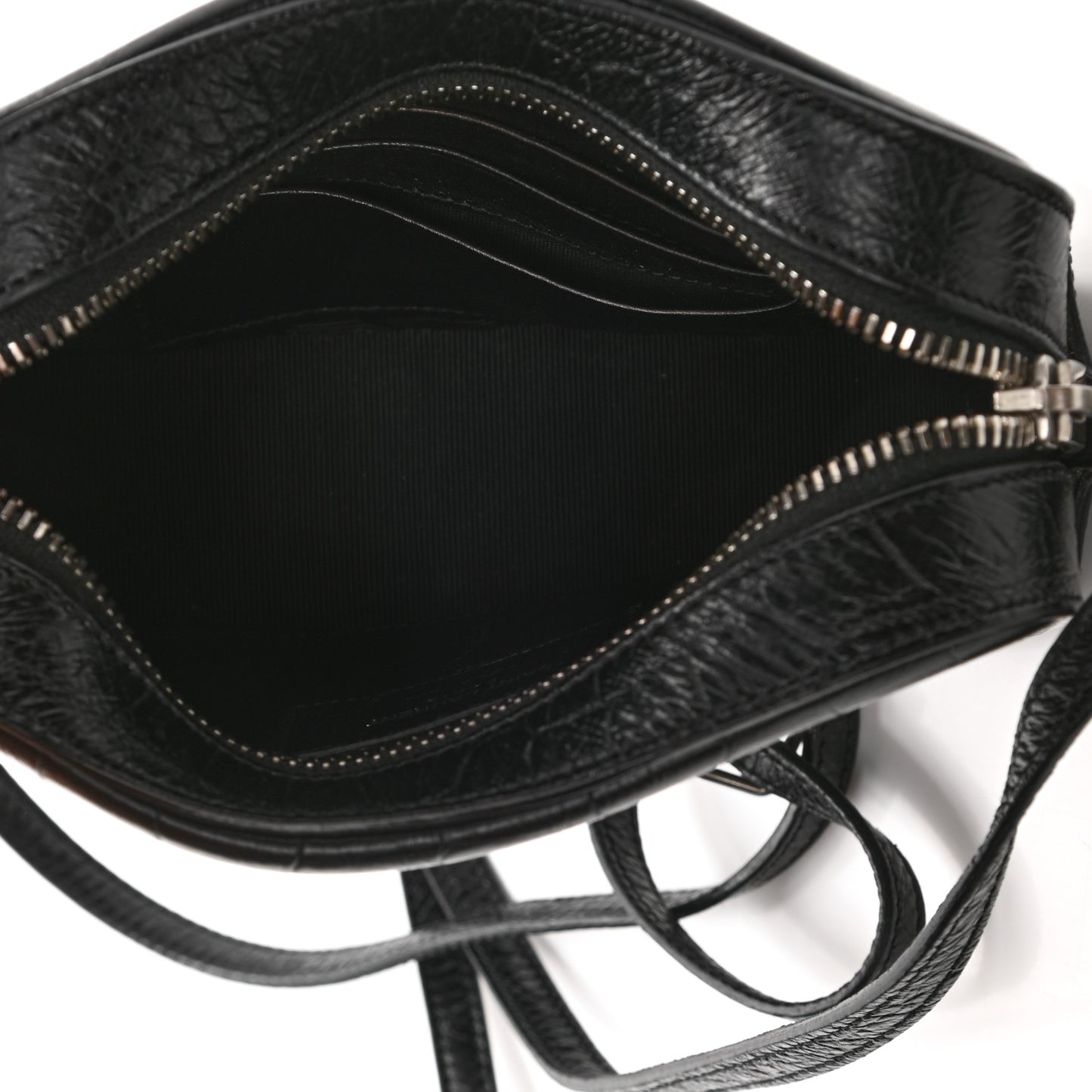 Calfskin Crocodile Embossed Small Classic Monogram Camera Bag Black