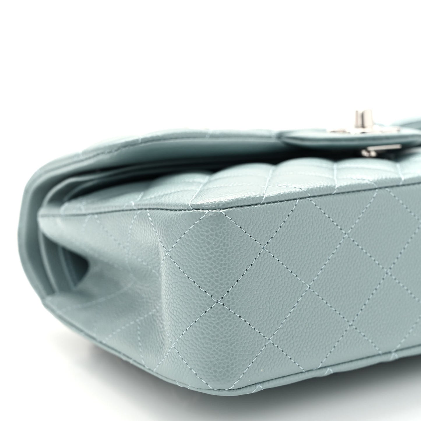 Caviar Quilted Small Double Flap Blue