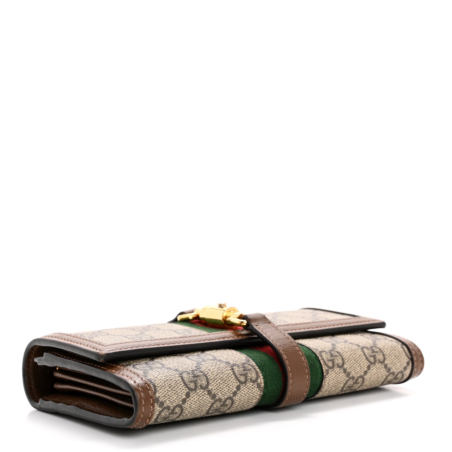 Gucci GG Supreme Monogram Azalea Calfskin Web Jackie 1961 Chain Wallet Beige Ebony Brown Sugar 4 of 10