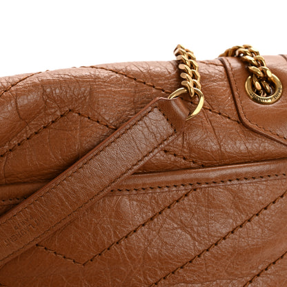 Saint Laurent Crinkled Calfskin Matelasse Monogram Baby Niki Chain Satchel Light Caramel 13 of 14