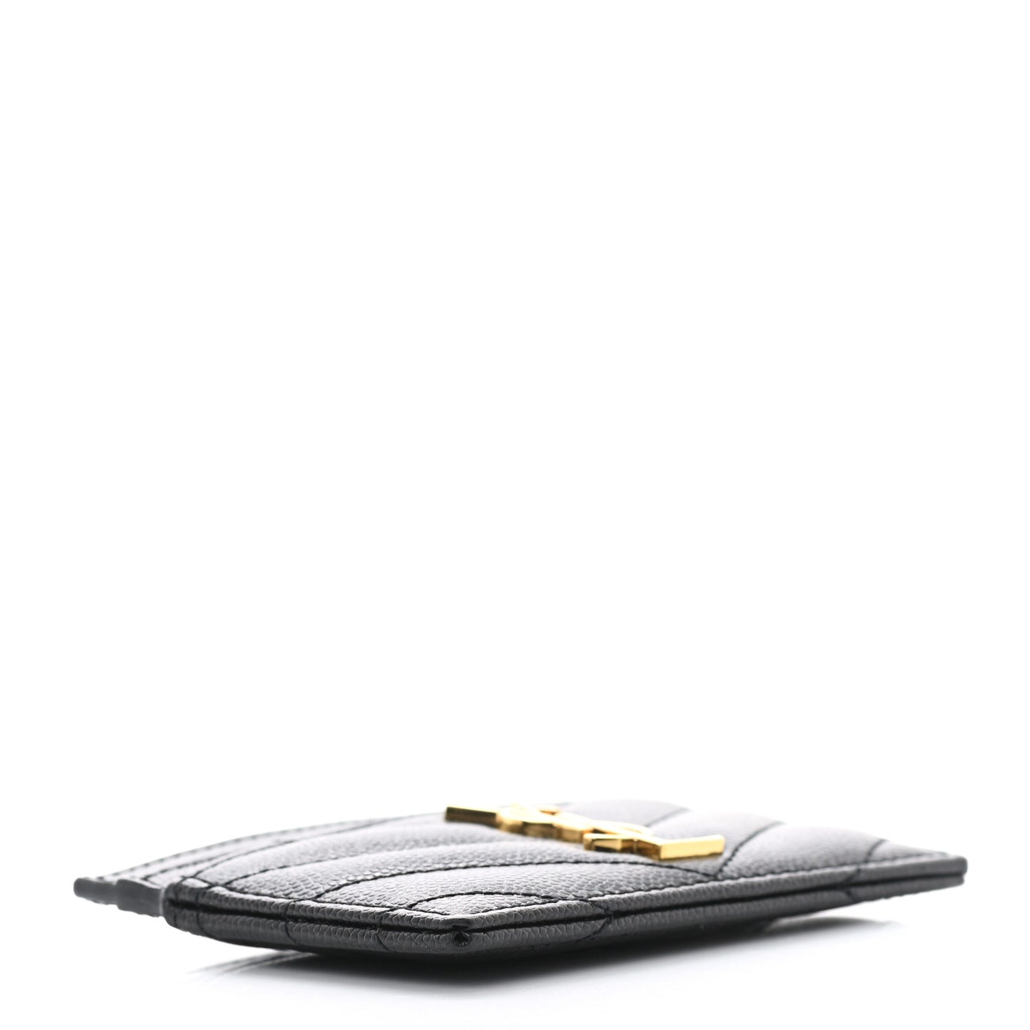 Grain De Poudre Matelasse Chevron Monogram Credit Card Case Black
