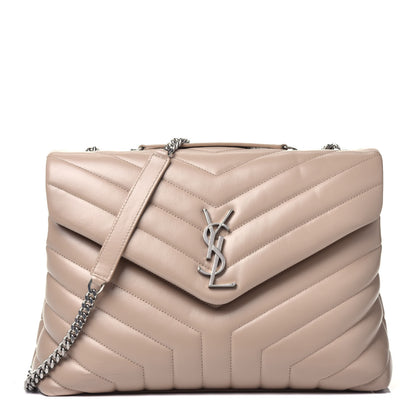 Saint Laurent Calfskin Y Quilted Monogram Medium Loulou Chain Satchel Nude Powder 1 of 9
