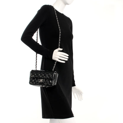 Chanel Striated Patent Quilted Mini Rectangular Flap Black 2 of 9