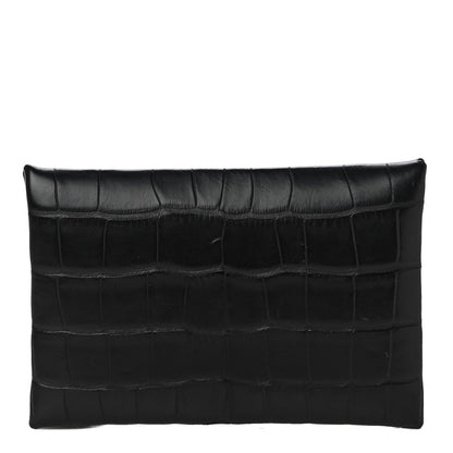 Hermes Matte Alligator Calvi Card Case Black 1 of 14