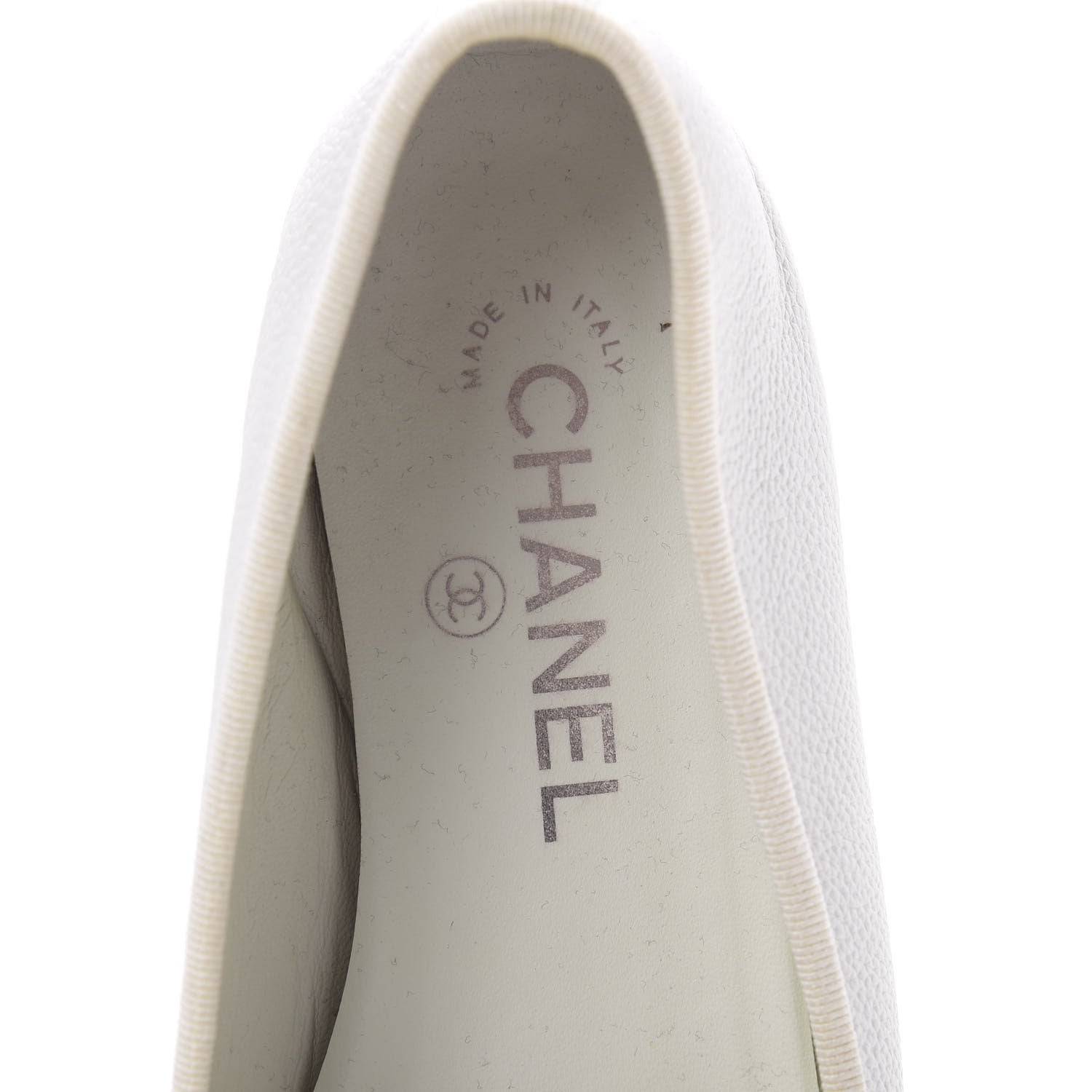 Chanel Calfskin Patent Cap Toe Ballerina Flats 37.5 White 8 of 14