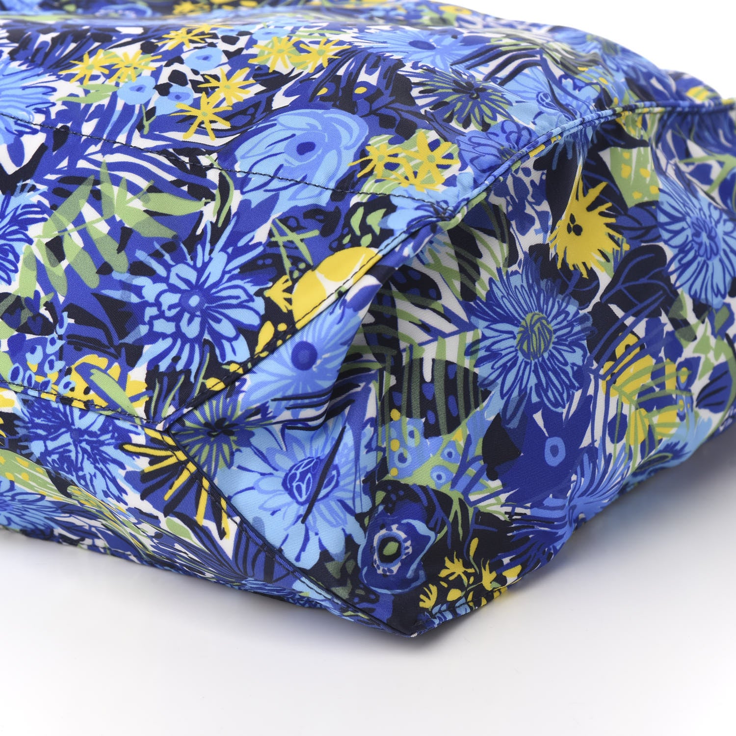 Prada Tessuto Nylon Saffiano Floral Print Tote Bluette Dis Primule 9 of 10