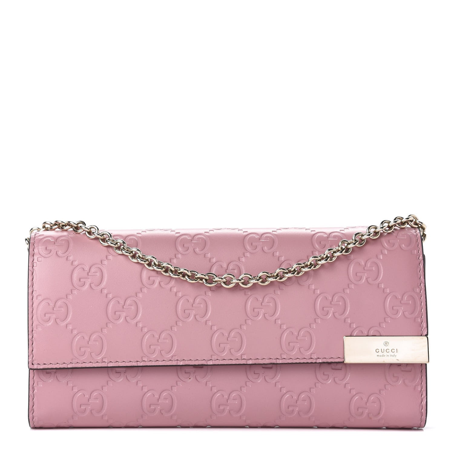 Gucci Guccissima Signature Dice Chain Wallet Carmine Rose 1 of 11