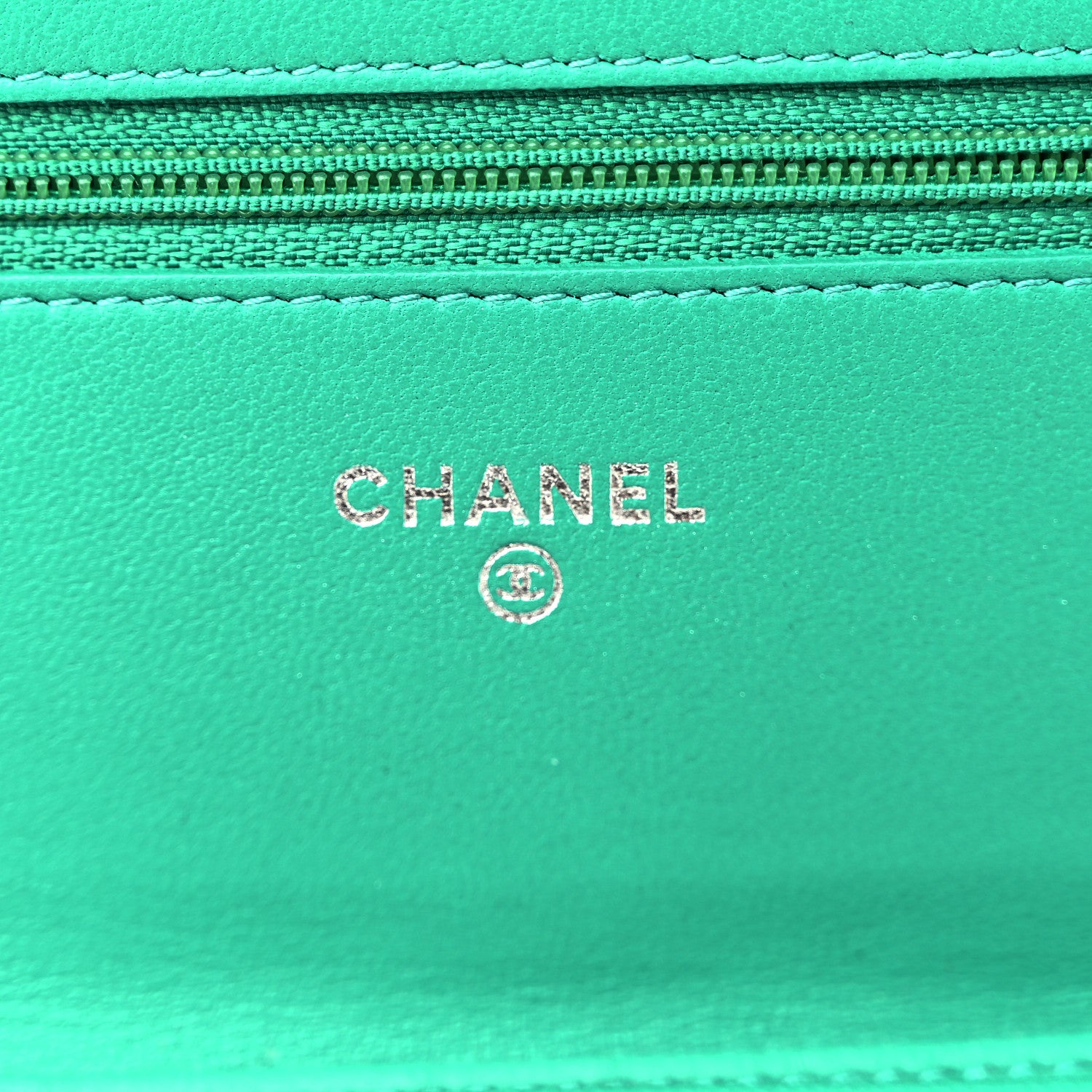 Chanel Lambskin Quilted Wallet On Chain WOC Green 6 of 13