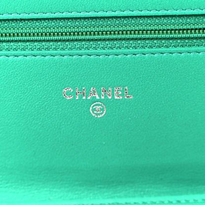 Chanel Lambskin Quilted Wallet On Chain WOC Green 6 of 13