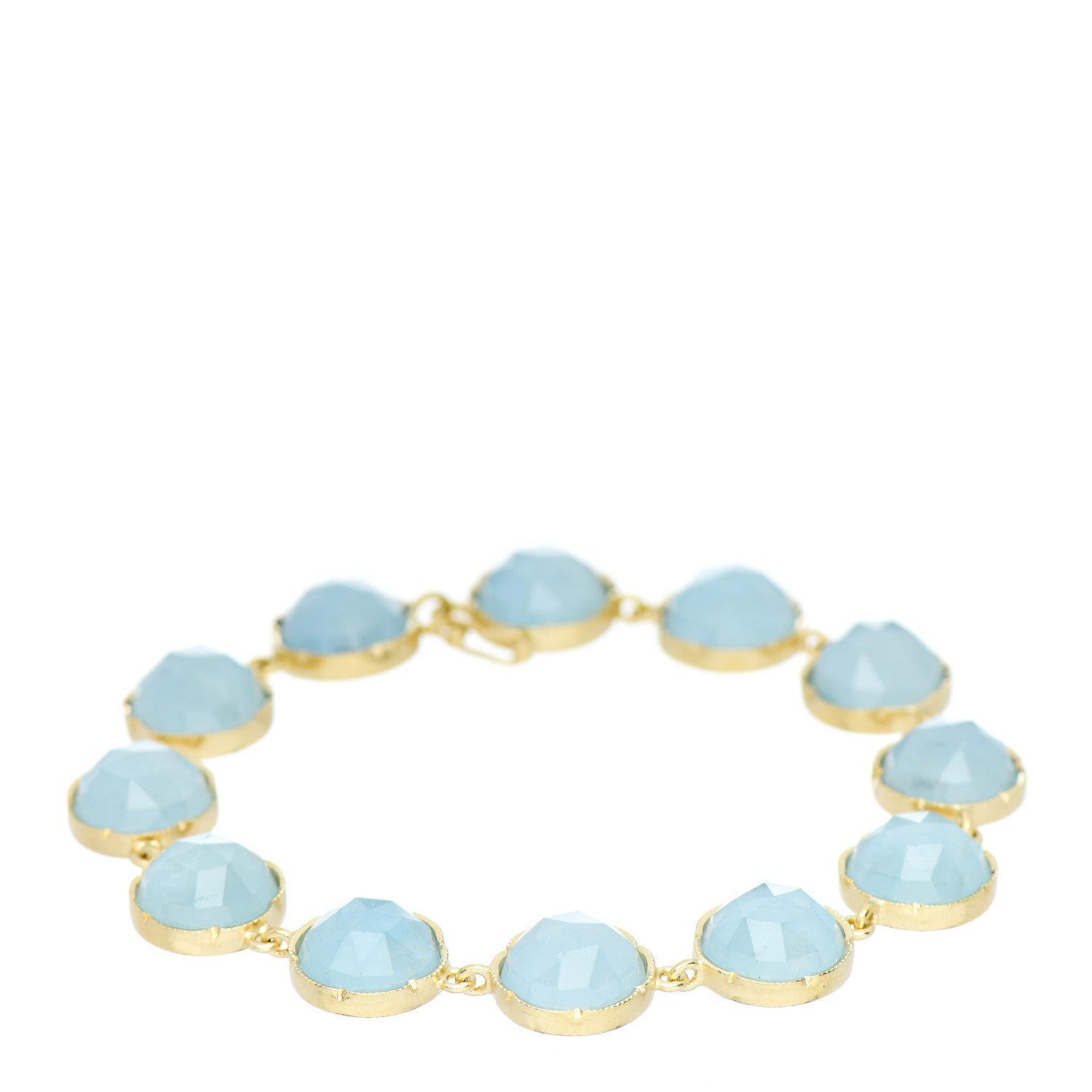 Irene Neuwirth 18K Yellow Gold Aquamarine Link Bracelet 1 of 3