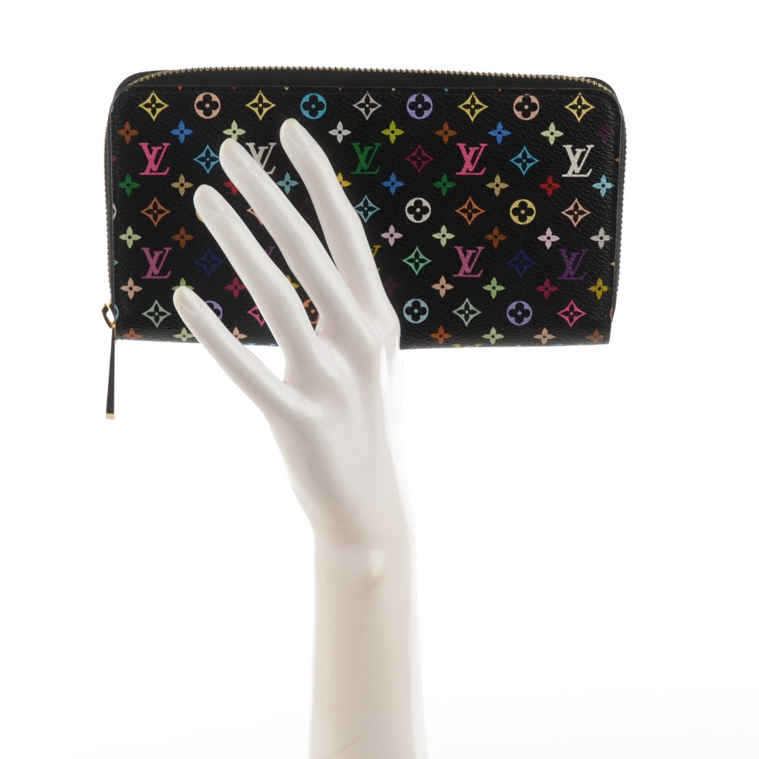 Louis Vuitton Monogram Multicolor Zippy Wallet Black Violet 2 of 7
