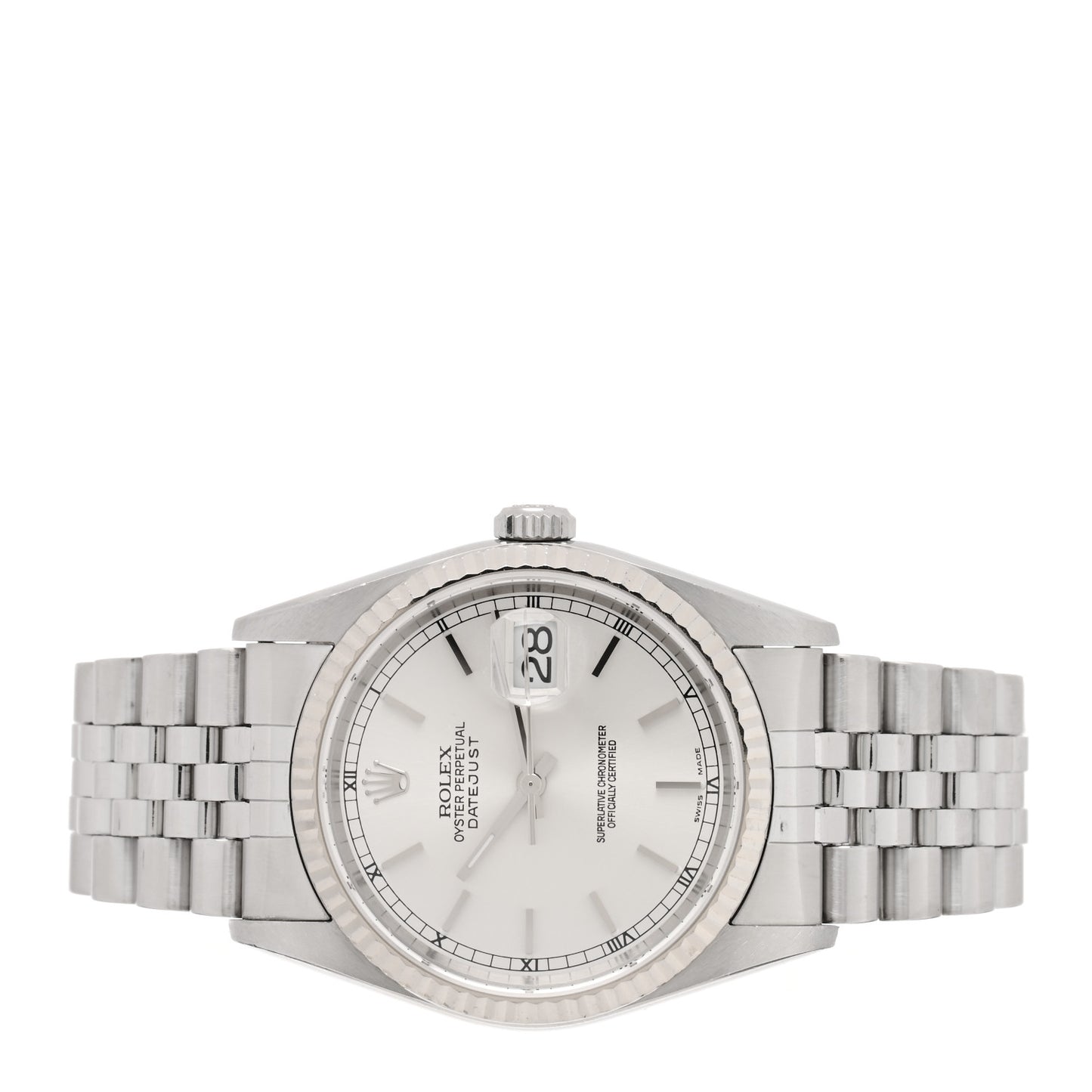 Stainless Steel 18K White Gold 36mm Oyster Perpetual Datejust Watch Silver
