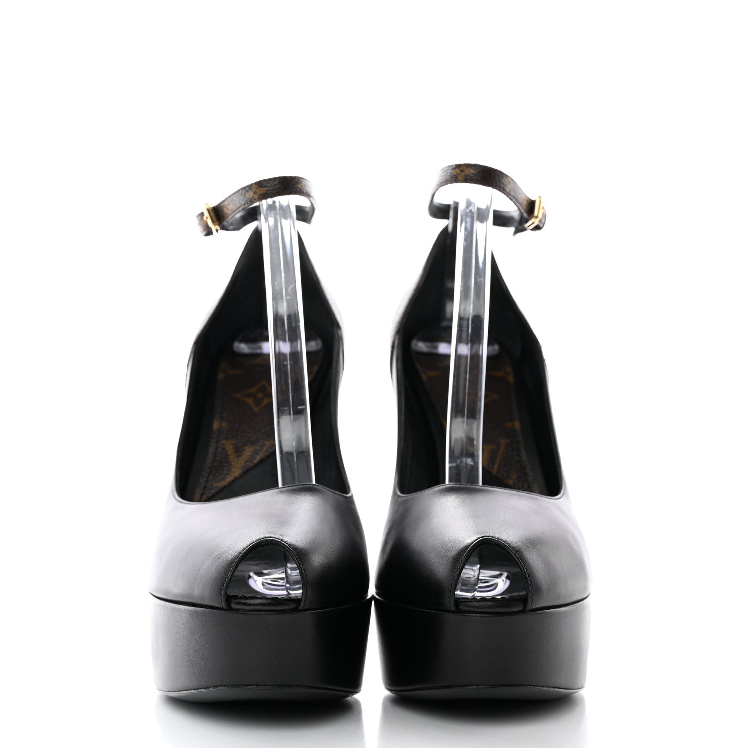 Louis Vuitton Calfskin Monogram Afterglow Platform Pumps 39.5 Black 2 of 13
