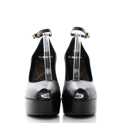 Louis Vuitton Calfskin Monogram Afterglow Platform Pumps 39.5 Black 2 of 13