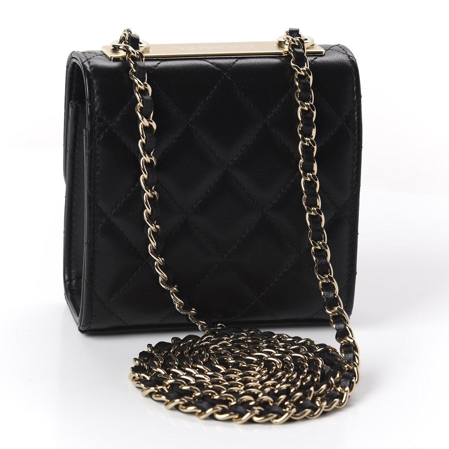 Lambskin Quilted Mini Trendy CC Chain Wallet Black