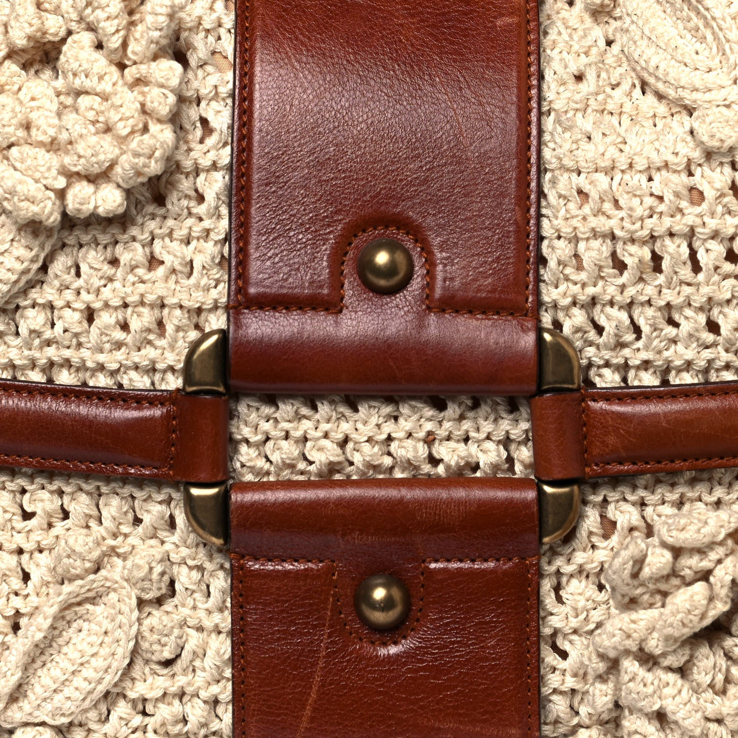 Alexander McQueen Nylon Crochet Novak Bag Tan 12 of 20