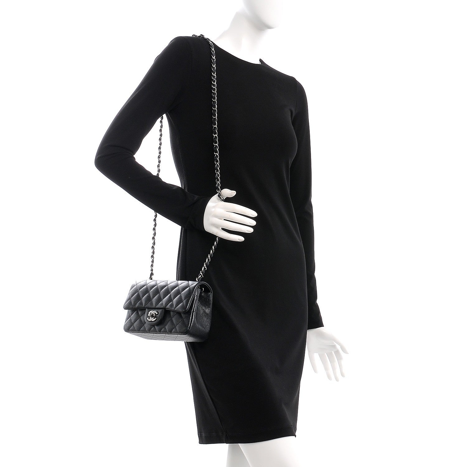 Chanel Iridescent Caviar Quilted Mini Rectangular Flap Black 2 of 7