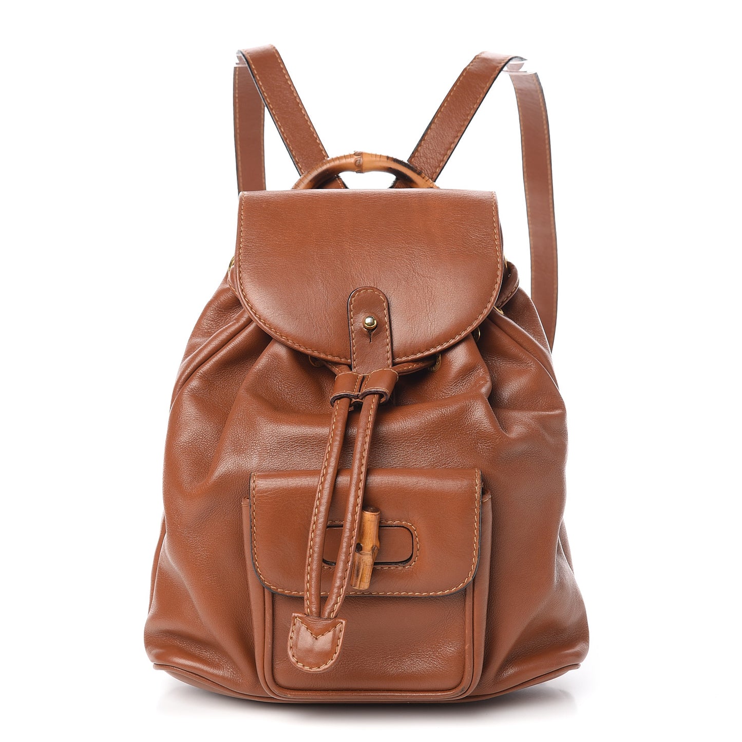 Calfskin Bamboo Mini Backpack Brown