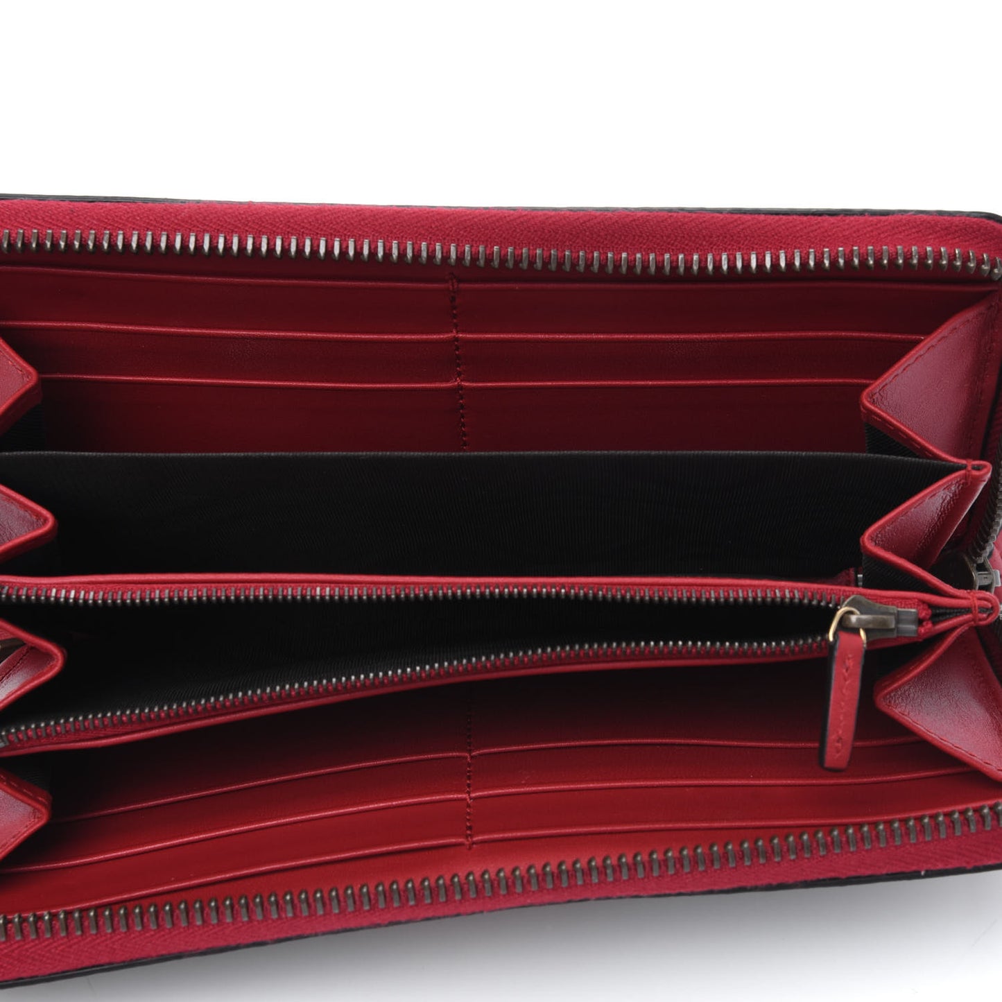 GG Supreme Monogram Cherries Zip Around Wallet Hibiscus Red