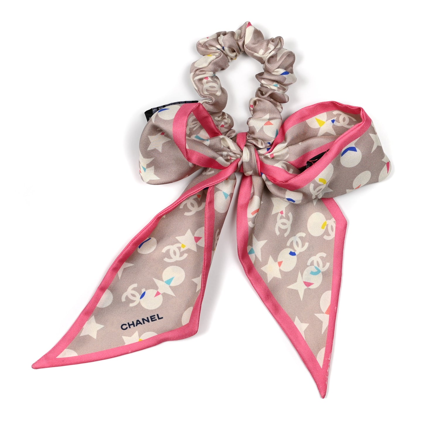 Silk CC Twilly Hair Scarf Beige Pink