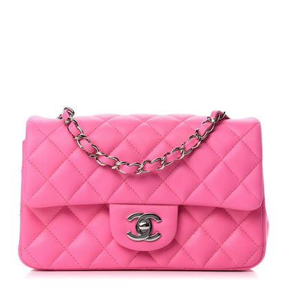 Chanel Lambskin Quilted Mini Rectangular Flap Neon Pink 1 of 11