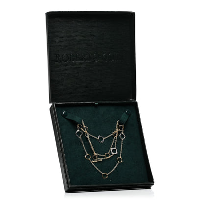 Roberto Coin 18K Yellow White Gold Diamond Square Station Toggle Necklace 5 of 5