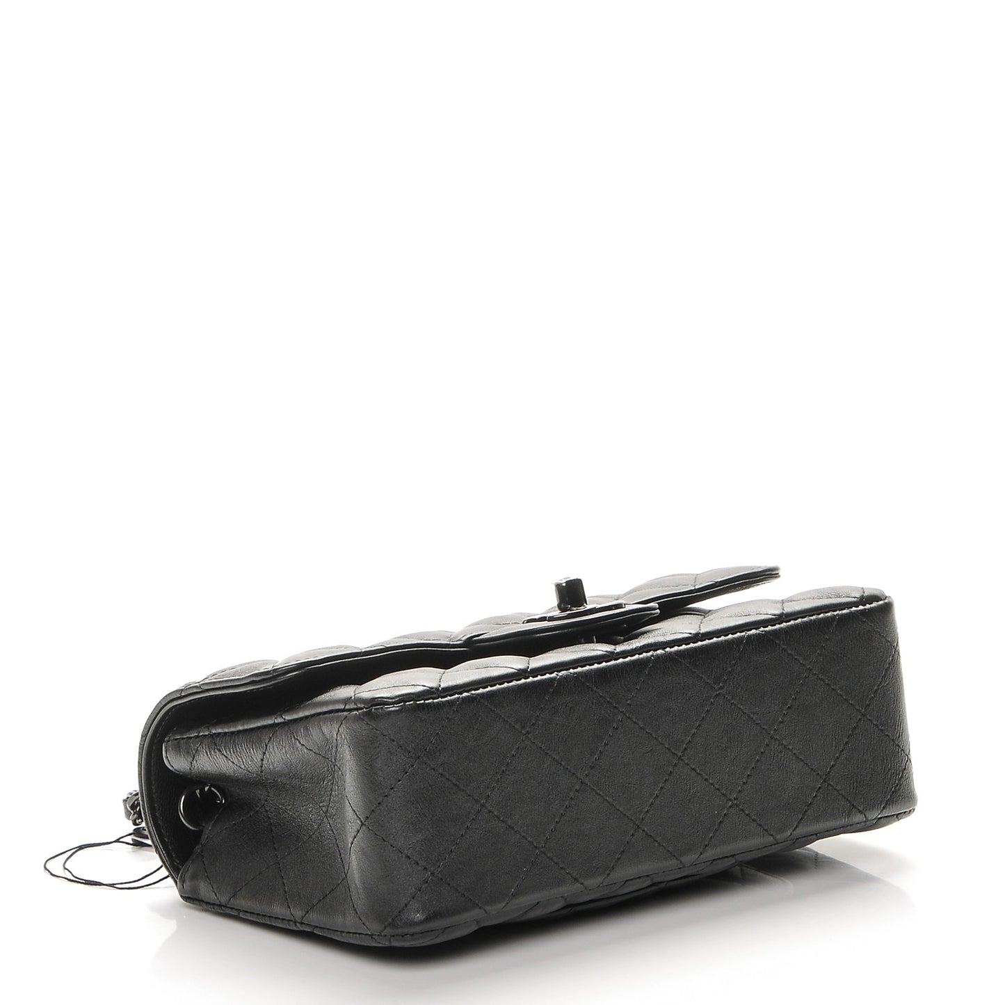 Crumpled Calfskin Quilted Mini Rectangular Flap So Black