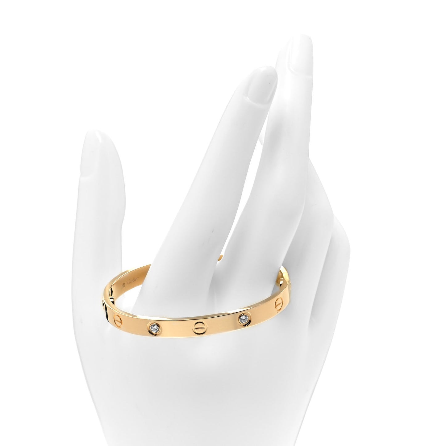 18K Yellow Gold 4 Diamond LOVE Bracelet 16