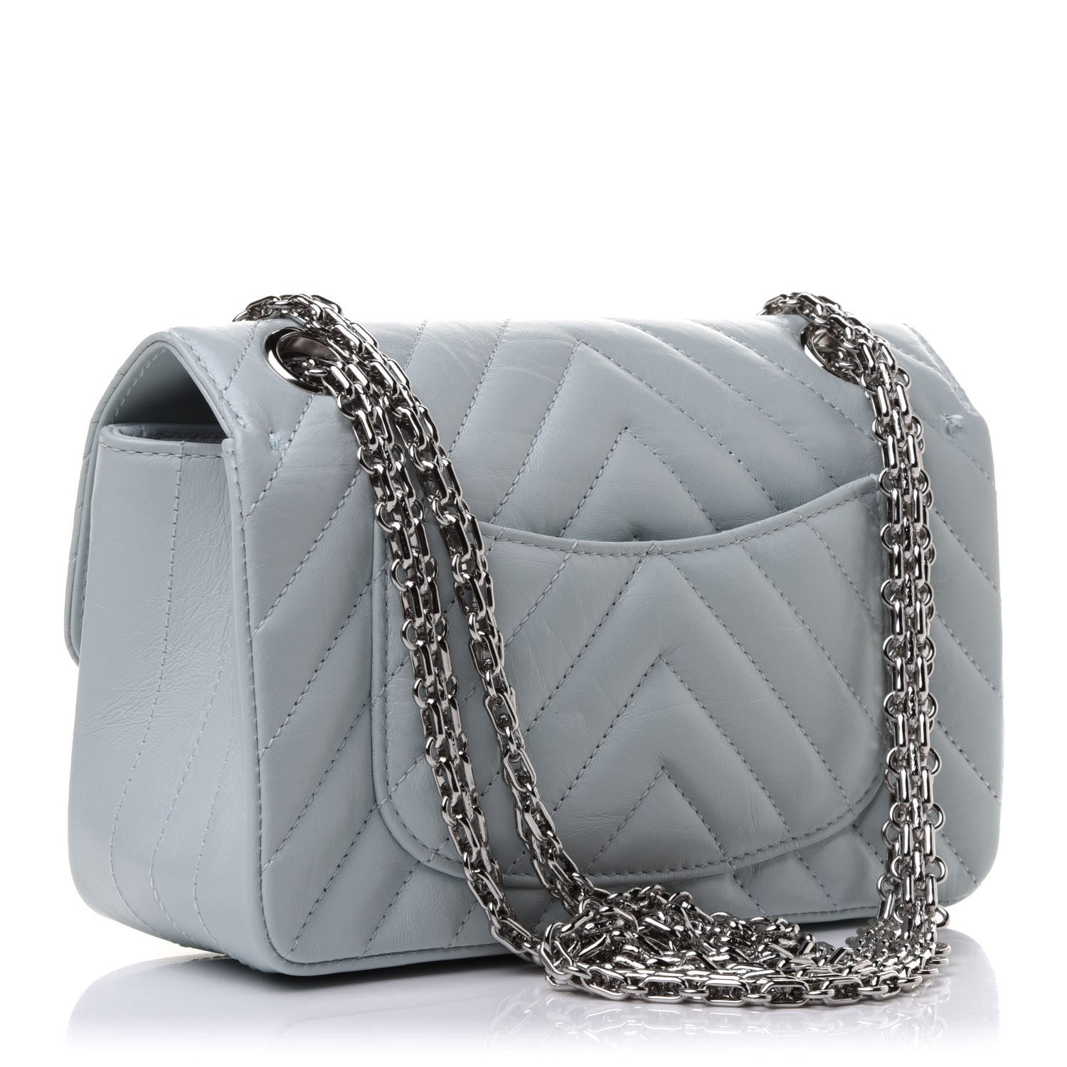 Chanel Aged Calfskin Chevron Quilted 2.55 Reissue Mini Flap Light Blue 3 of 12