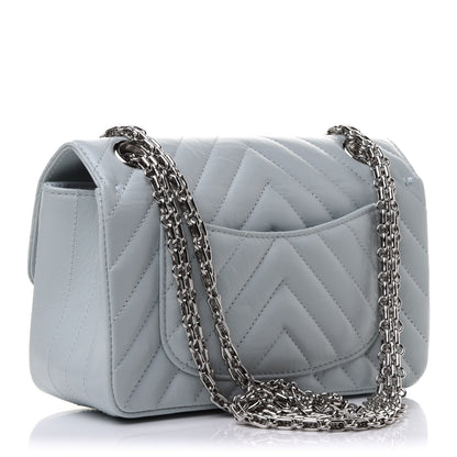 Chanel Aged Calfskin Chevron Quilted 2.55 Reissue Mini Flap Light Blue 3 of 12