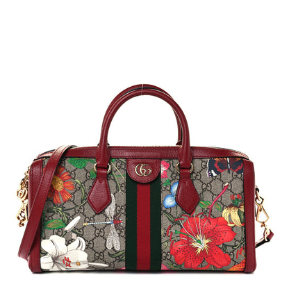 Gucci GG Supreme Monogram Flora Web Medium Ophidia Boston Red 1 of 11