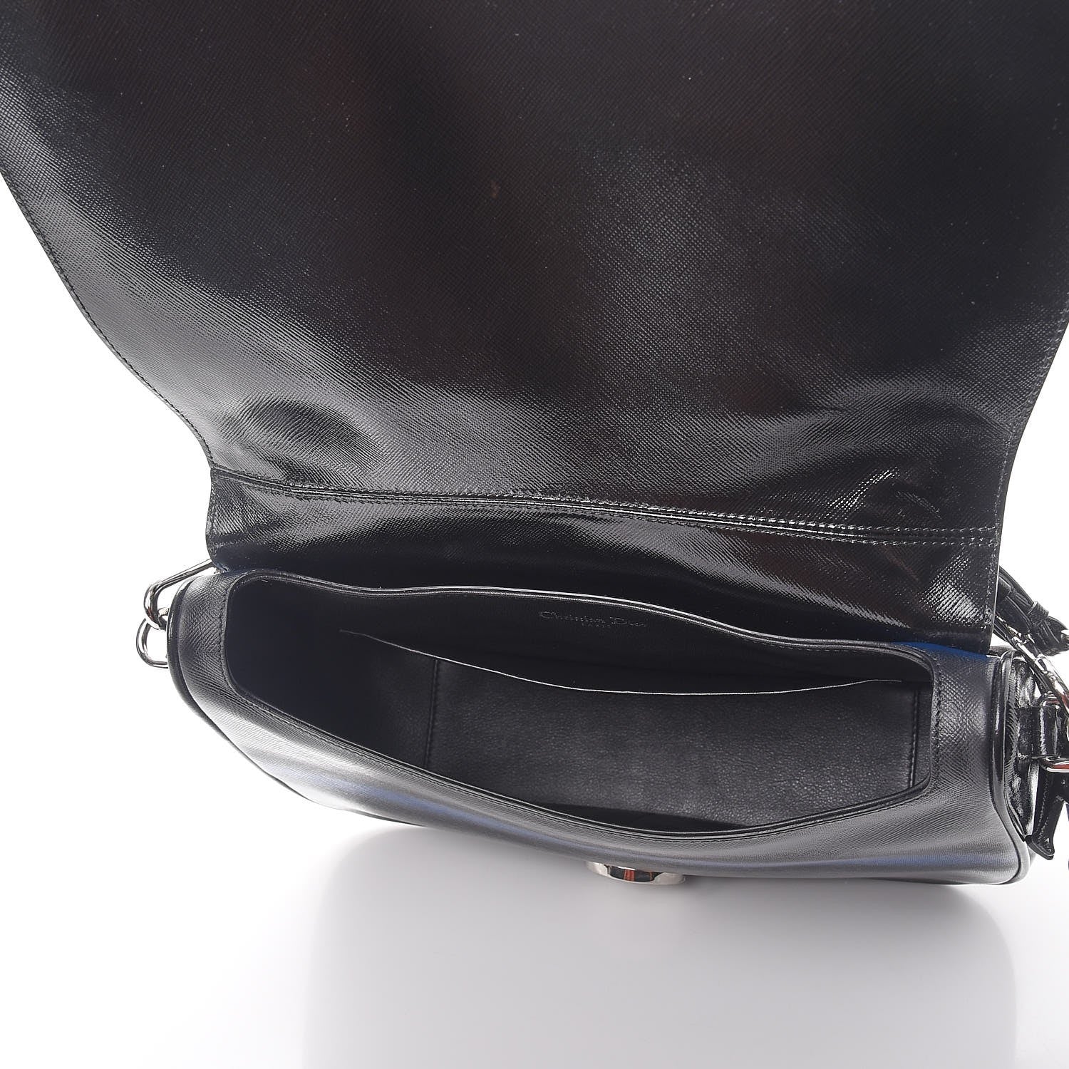 Christian Dior Grained Calfskin Stripe Dune Flap Black Blue 6 of 11