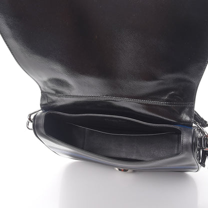 Christian Dior Grained Calfskin Stripe Dune Flap Black Blue 6 of 11
