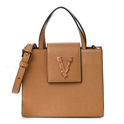 Versace Saffiano Virtus Top Handle Shoulder Bag Camel 1 of 9